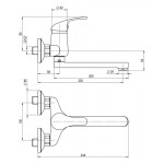 A10 30 00/100 Slim Dřezová nástěnná baterie, ramínko ploché 200 mm