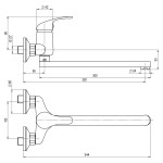 A10 30 10/100 Slim Dřezová nástěnná baterie, ramínko ploché 300 mm