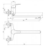 A10 35 10/150 Slim Dřezová nástěnná baterie, ramínko ploché 300 mm