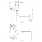 A10 35 30/150 Dřezová nástěnná baterie s ramínkem S 200 mm