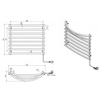 Elektrický sušák ručníků, 570x465 mm, 72 W, šedý hliník-metalíza (RAL9007)