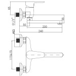 D10 35 00/150 Tira Dřezová nástěnná baterie, ramínko ploché 200 mm