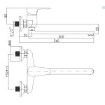D10 35 10/150 Tira Dřezová nástěnná baterie, ramínko ploché 300 mm