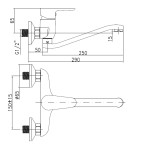 D10 35 20/150 Tira Dřezová nástěnná baterie, ramínko ploché S 250 mm