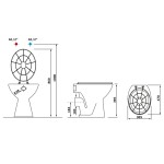 Výlevka stojící keramická s roštem 36x47 cm, zadní odpad, bílá