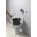 Výlevka stojící keramická s roštem 36x47 cm, zadní odpad, bílá