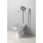 Výlevka stojící keramická s roštem 36x47 cm, zadní odpad, bílá