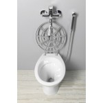 Výlevka stojící keramická s roštem 36x47 cm, zadní odpad, bílá