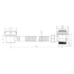 Vanová souprava s bovdenem, délka 600mm, bez sifonu, mosaz/chrom