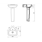 VITROYA keramické umyvadlo rohové 46x46cm, bílá