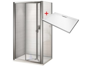 WRITE HARD 100x80 Sprchový kout se zalamovacími dveřmi a mramorovou vaničkou