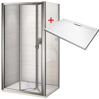 WRITE HARD 100x90 Sprchový kout se zalamovacími dveřmi a mramorovou vaničkou