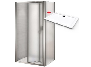 WRITE ROCKY 100x90 Grape Sprchový kout se zalamovacími dveřmi a mramorovou vaničkou