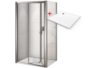 WRITE ROCKY 80x80 Sprchový kout se zalamovacími dveřmi a mramorovou vaničkou