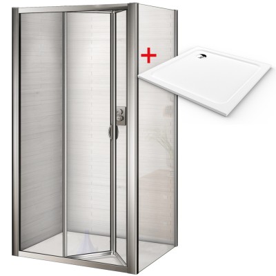 WRITE ROCKY 80x80 Sprchový kout se zalamovacími dveřmi a mramorovou vaničkou