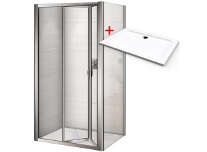 WRITE ROCKY 80x90 Sprchový kout se zalamovacími dveřmi a mramorovou vaničkou