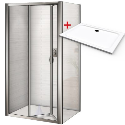 WRITE ROCKY 80x90 Sprchový kout se zalamovacími dveřmi a mramorovou vaničkou