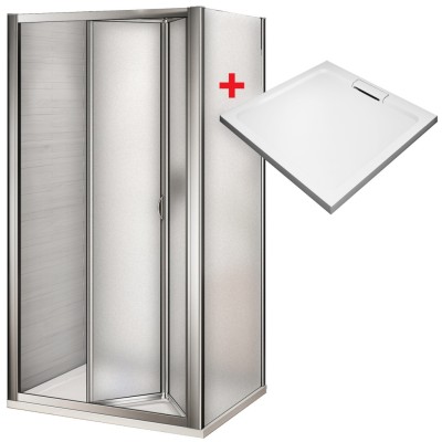 WRITE HARD 80x80 Grape Sprchový kout se zalamovacími dveřmi a mramorovou vaničkou