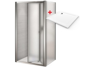 WRITE ROCKY 80x80 Grape Sprchový kout se zalamovacími dveřmi a mramorovou vaničkou