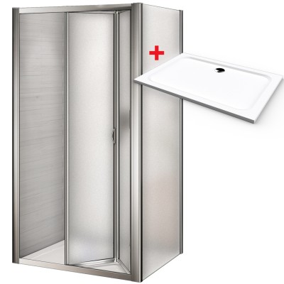 WRITE ROCKY 80x90 Grape Sprchový kout se zalamovacími dveřmi a mramorovou vaničkou