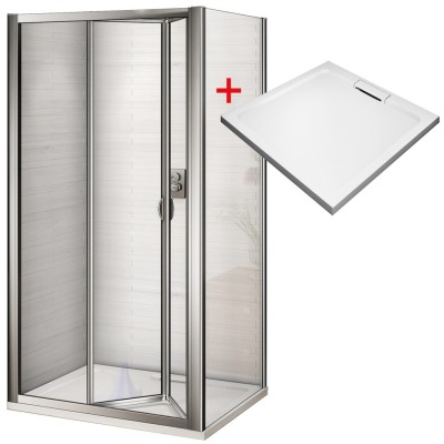 WRITE HARD 90x90 Sprchový kout se zalamovacími dveřmi a mramorovou vaničkou