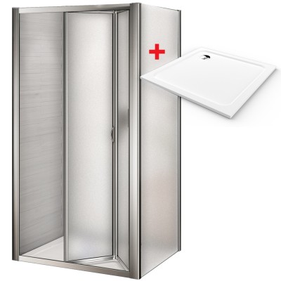 WRITE ROCKY 90x90 Grape Sprchový kout se zalamovacími dveřmi a mramorovou vaničkou