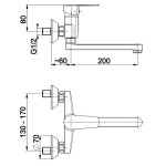 SOFIT Dřezová nástěnná vodovodní baterie, ramínko 20 cm