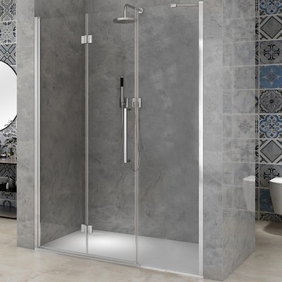 NOMI LINE 160 Čiré Sprchové dveře zalamovací s pevnou stěnou v rovině (60+110)