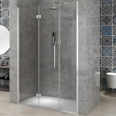 NOMI LINE 100 Čiré Sprchové dveře zalamovací s pevnou stěnou v rovině (80+30)