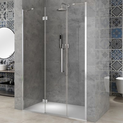 RIKA LINE 150 Čiré Sprchové dveře otevírací s pevnou stěnou v rovině