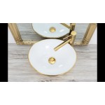 SATUR gold+white Umyvadlo na desku - lesk