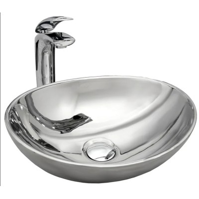 SATUR silver Umyvadlo na desku - lesk