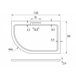 HARD 120x90x3,5 Pravá asymetrická mramorová vanička