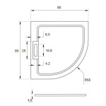 HARD 80x80x3,5 čtvrtkruhová mramorová vanička