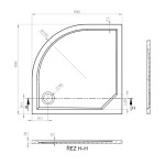 LAGO 90x90x3 čtvrtkruhová mramorová vanička