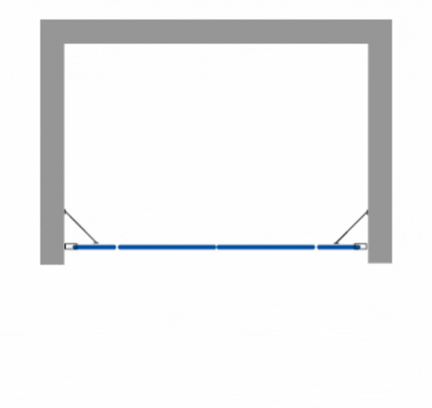 BETA LINE II Chrom 140 Čiré Sprchové dveře dvoukřídlé s pevnými stěnami v rovině