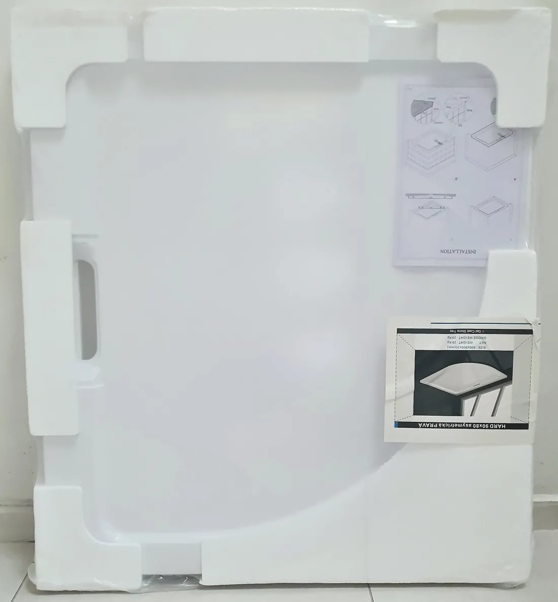 HARD 90x90x3,5 čtvrtkruhová mramorová vanička