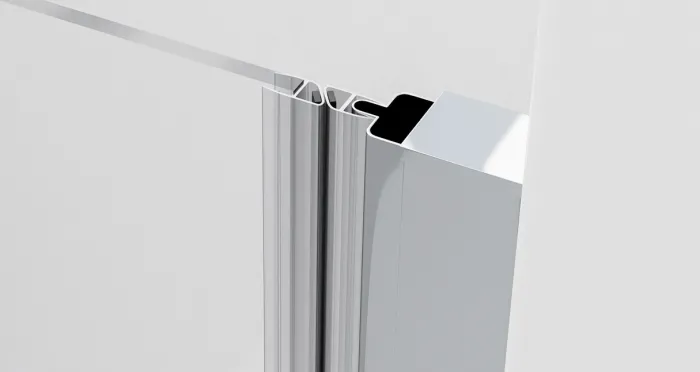 ALFA-V LINE Chrom 110 Čiré Sprchové dveře jednokřídlé s pevnou stěnou v rovině (85+30)