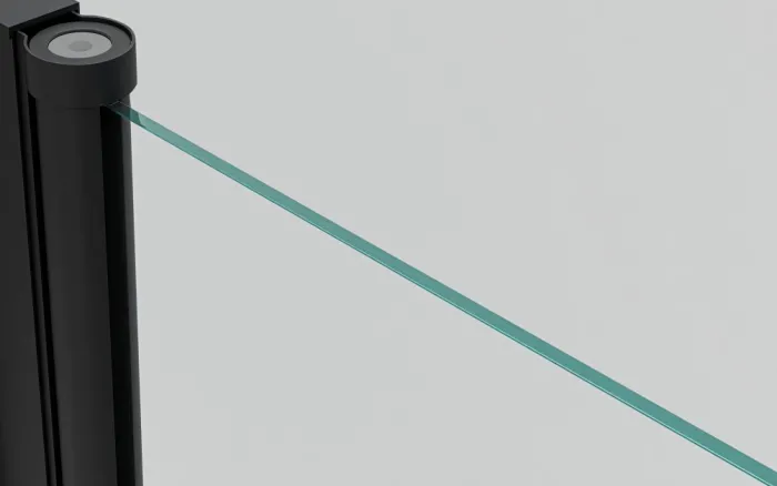 ALFA-V LINE Black 110 Čiré Sprchové dveře jednokřídlé s pevnou stěnou v rovině (85+30)