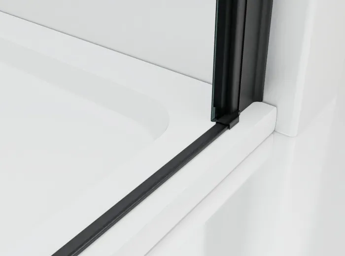 ALFA-V LINE Black 110 Čiré Sprchové dveře jednokřídlé s pevnou stěnou v rovině (85+30)