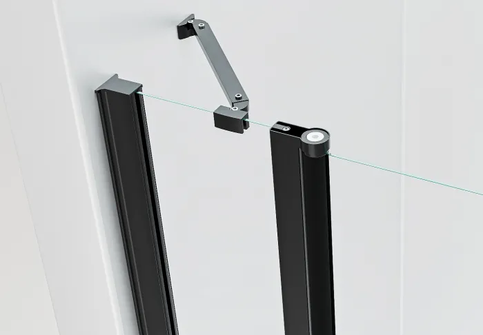 ALFA LINE Black 135 Čiré Sprchové dveře jednokřídlé s pevnou stěnou v rovině (85+50)