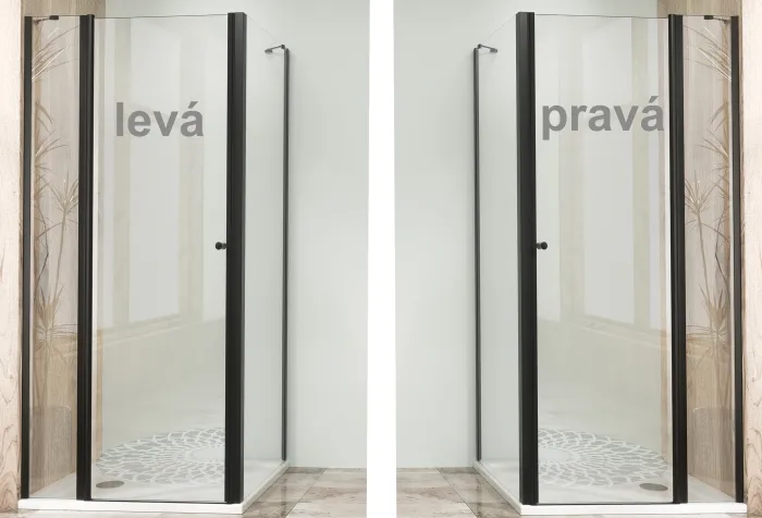 Sprchová zástěna 110x90, obdélníková, čiré, černá (75+40/90) - ALFA LINE COMBI