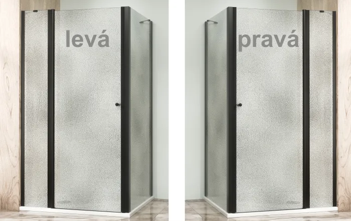 Sprchová zástěna 90x80, obdélníková, grape, černá (65+30/80) - ALFA LINE COMBI