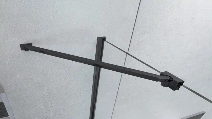 ALFA-V LINE Black 110 Čiré Sprchové dveře jednokřídlé s pevnou stěnou v rovině (85+30)