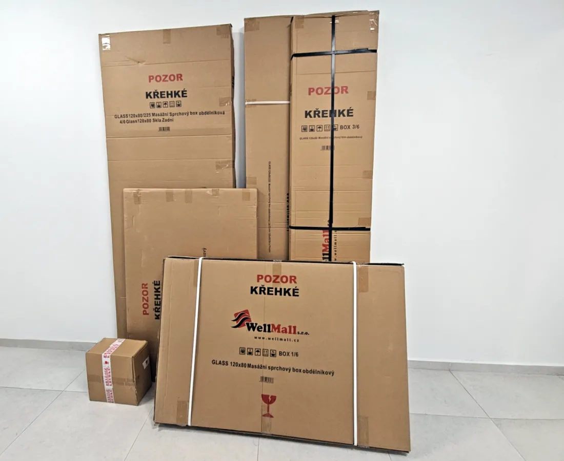 GLASS 120x80x225 Černý Masážní sprchový box obdélníkový