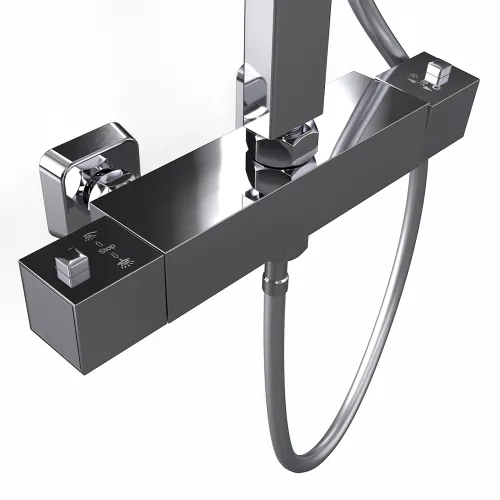 WEST chrom Sprchový set s termostatickou baterií - hranatý