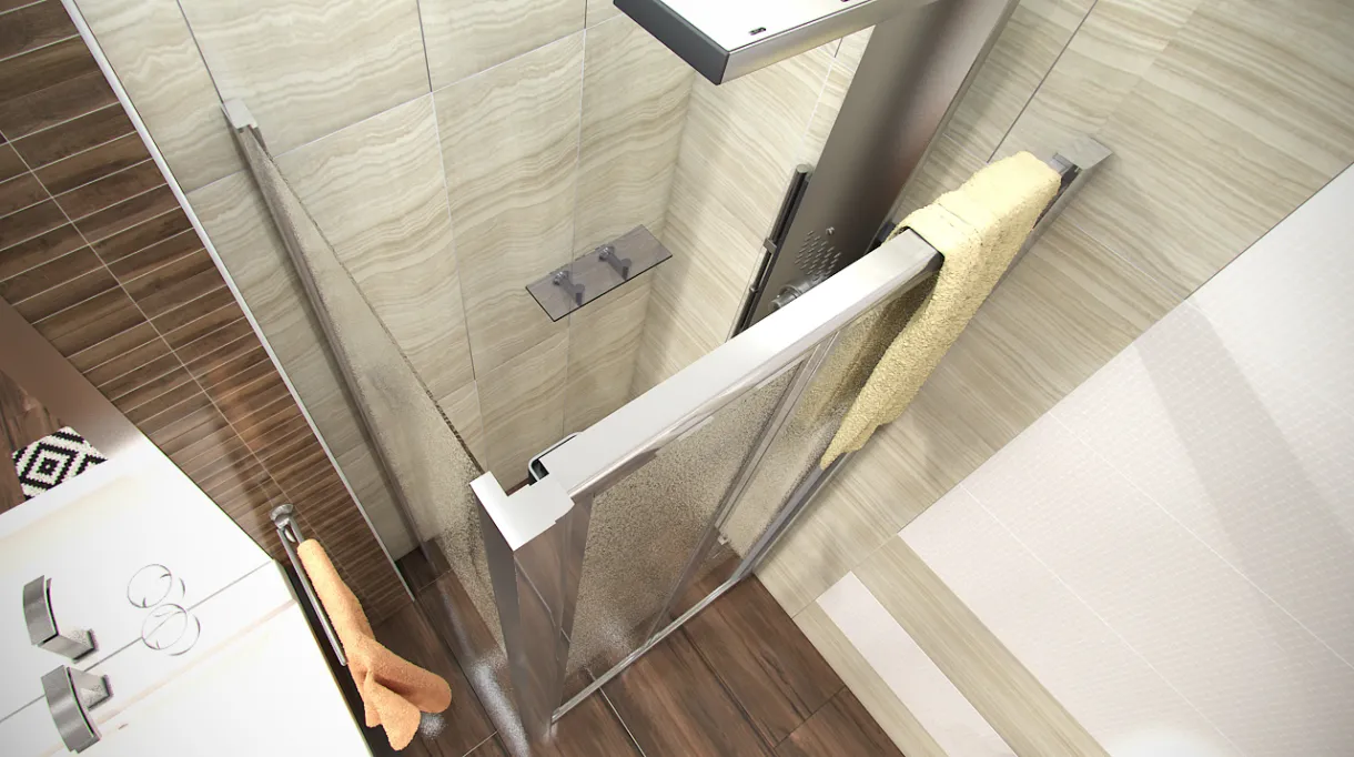 DELTA ROCKY 80x80 Grape Well Sprchový kout se zalamovacími dveřmi a mramorovou vaničkou