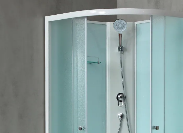 MILD 90 WHITE Sprchový box čtvrtkruhový s akrylátovou vaničkou a sedátkem