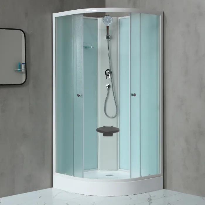 MILD 90 WHITE Sprchový box čtvrtkruhový s akrylátovou vaničkou a sedátkem