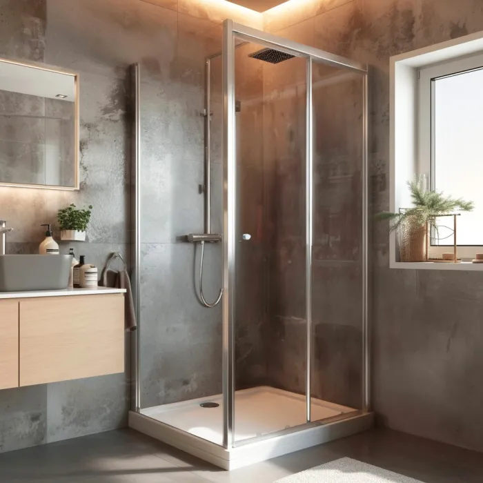 Sprchový kout s posuvnými dveřmi a mramorovou vaničkou 150x80, chrom, čiré - NICOL ROCKY